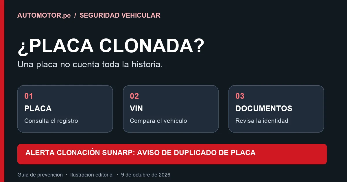 Placa clonada: c&oacute;mo activar Alerta Clonaci&oacute;n de SUNARP