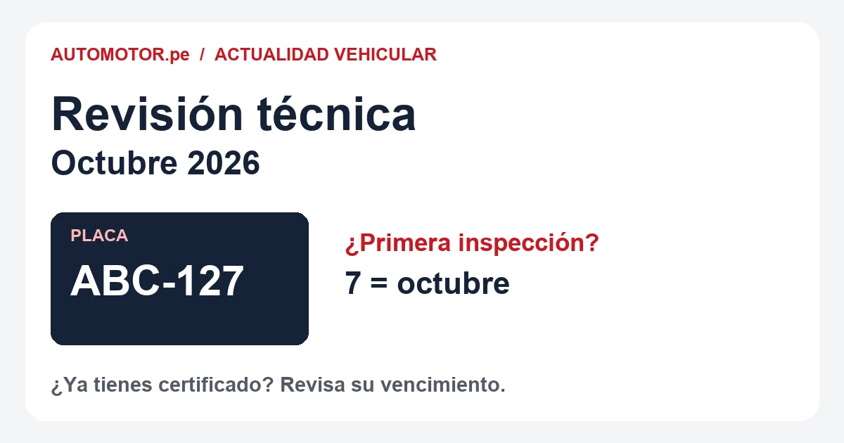 Revisi&oacute;n t&eacute;cnica octubre 2026: &iquest;te toca si tu placa termina en 7?
