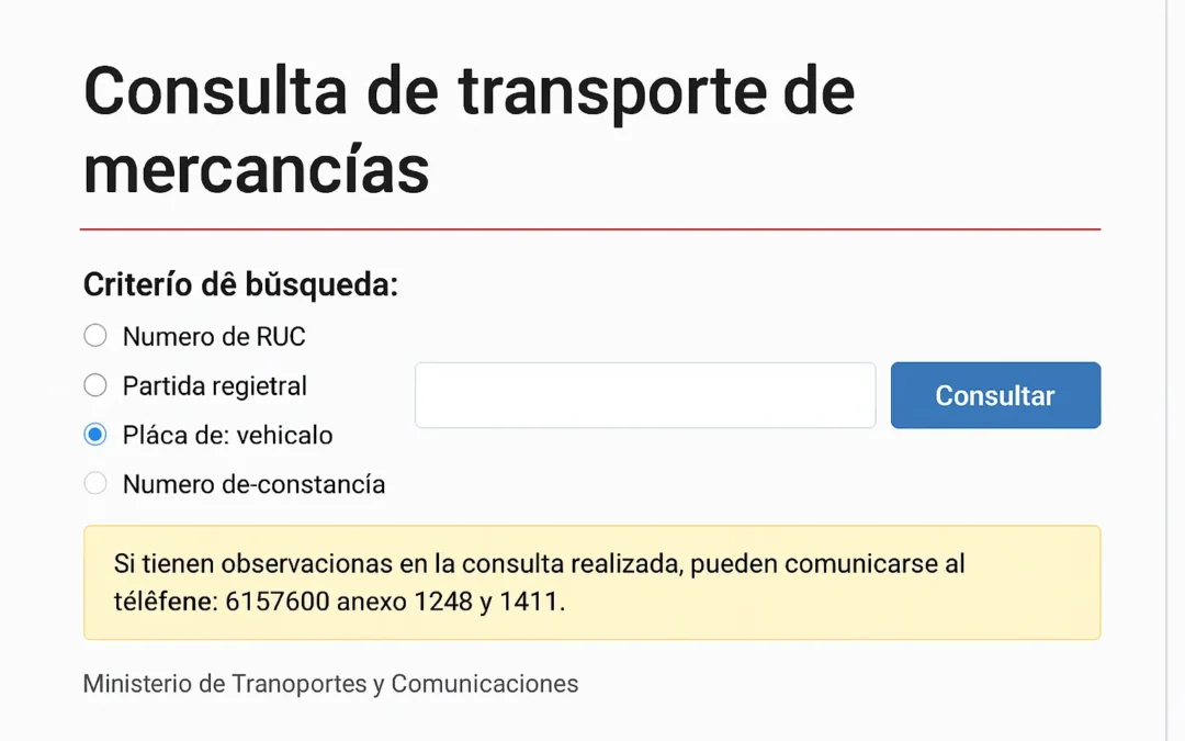 Verificar transporte de mercancías MTC paso a paso